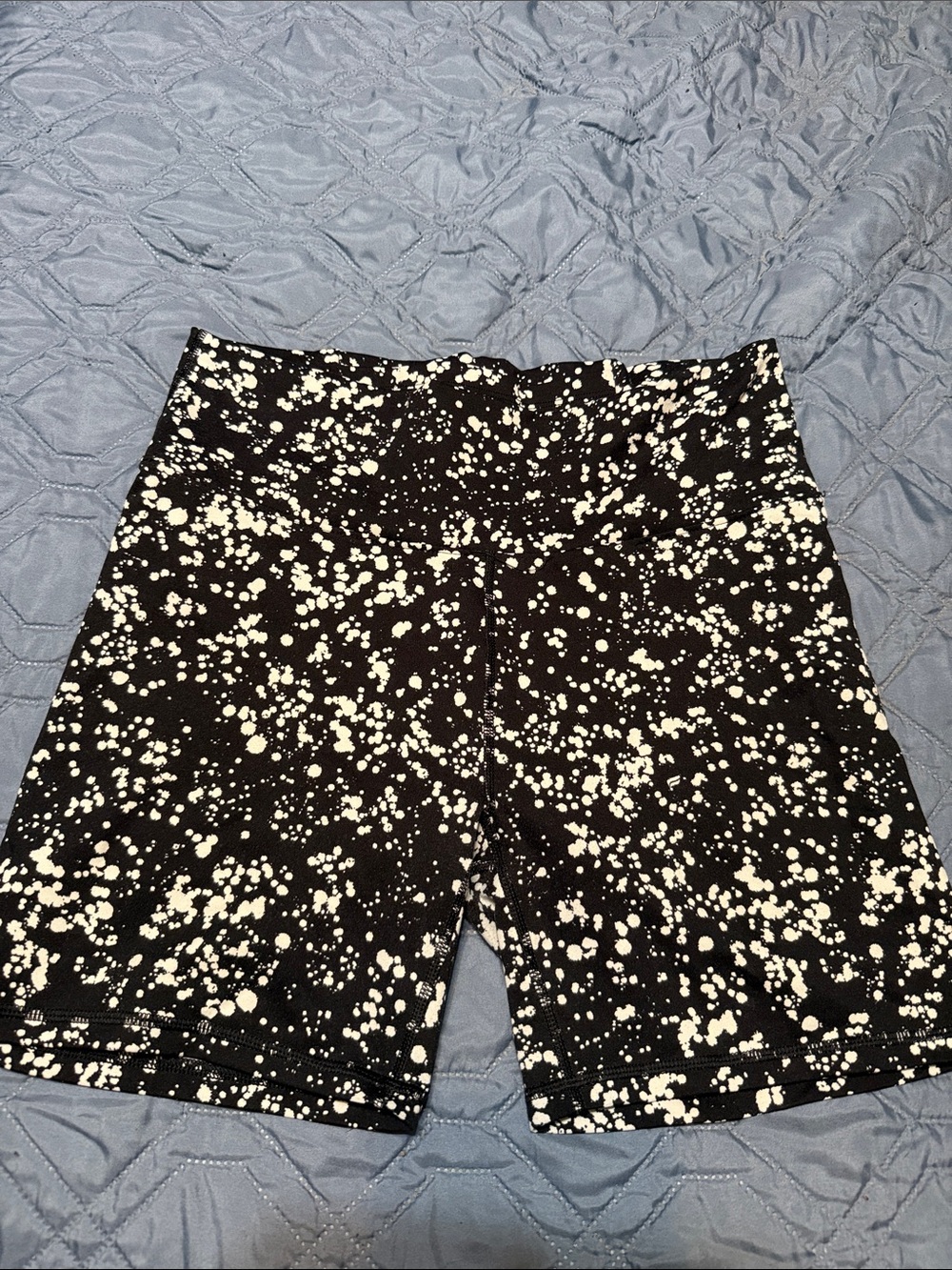 Fabletics Black and White Splatter Athletic Shorts